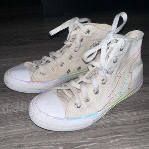 Girls Converse All Star High Tops rainbow lightning bolt